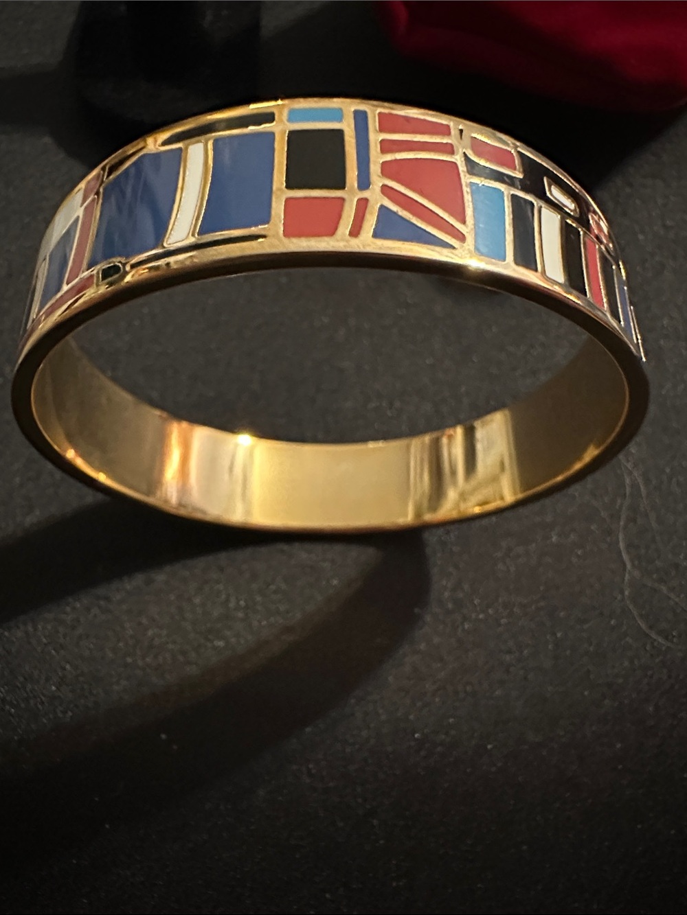 Gold Enamel Geo-Pattern Bangle Bracelet - Multicolor
#8